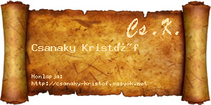 Csanaky Kristóf névjegykártya